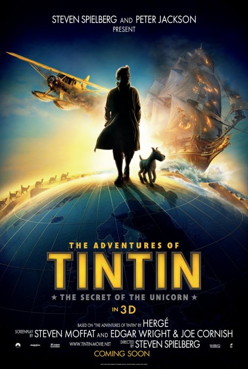 the adventures of tintin the secret of the unicorn movie review poster