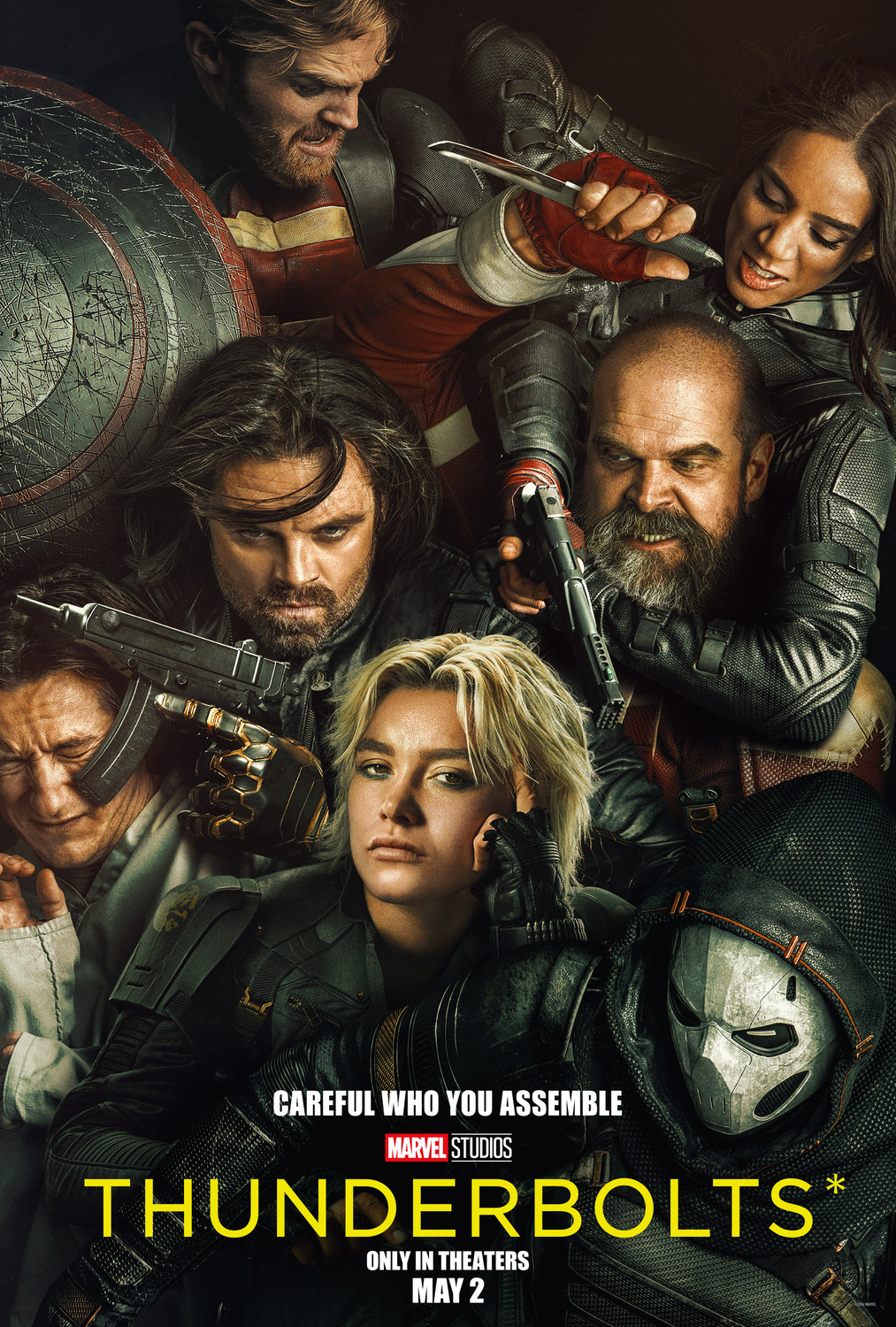 A kinetic jostling as the seven main characters are violently at each other's throats in a storm of fighting